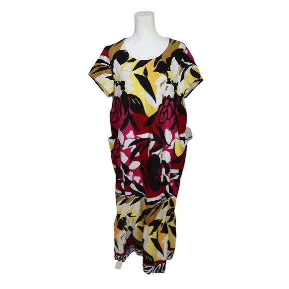 For Cynthia NWT Maxi Dress Lagenlook Linen Blend Hawaii Floral Island Beach XL - Picture 8 of 15